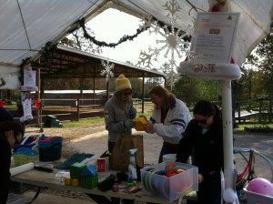 One of the Merck groups cleaning and sorting toys