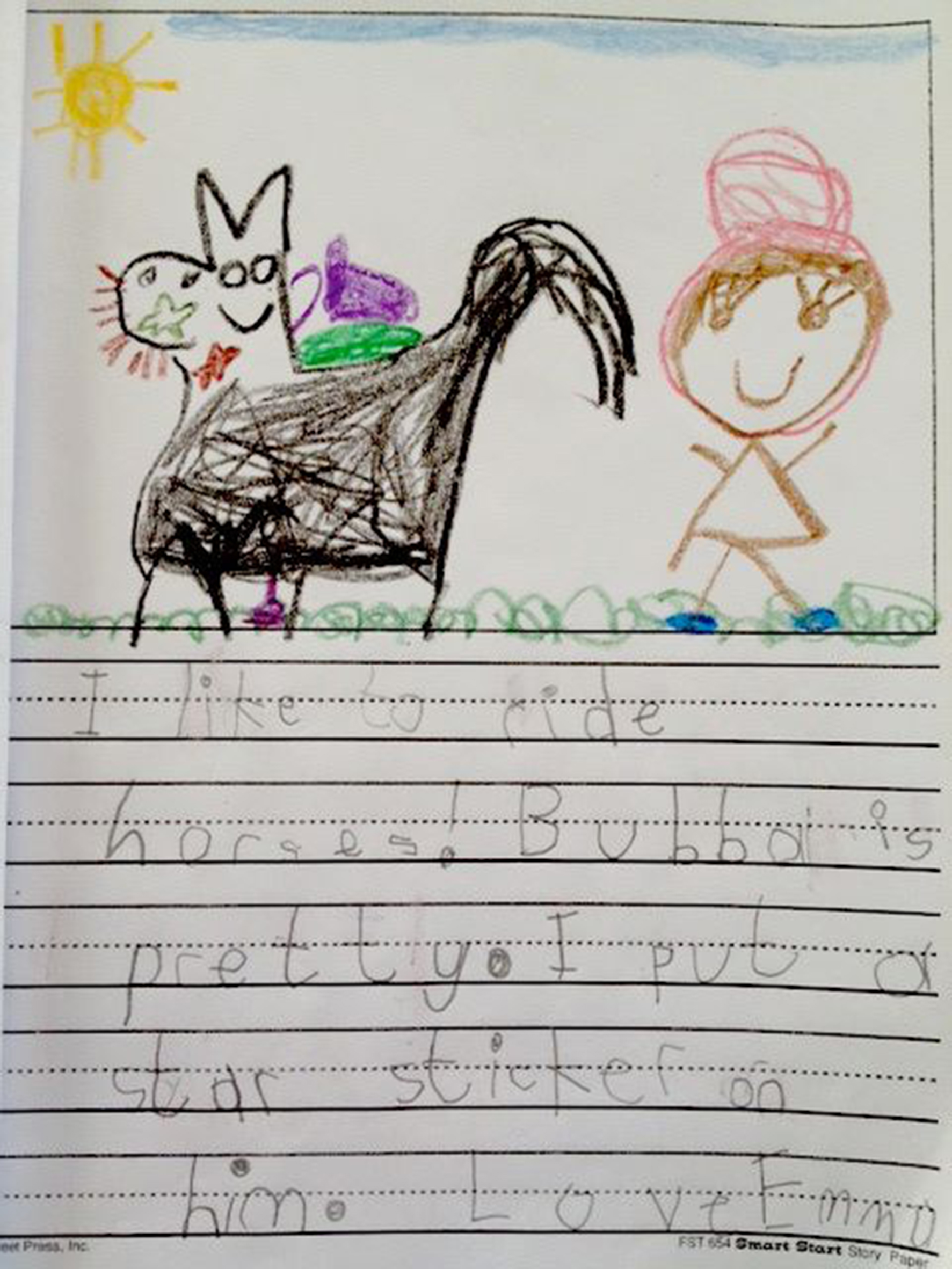 Emma loves Bubba Drawing of Bubba by SIRE Rider Emma